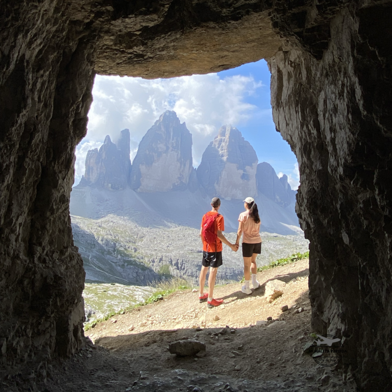 Tre cime desde las cuevas. Dolomitas