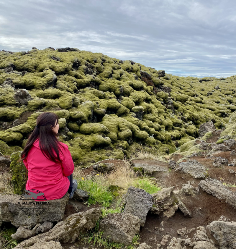 Admirando el campo de lava de Eldhraun.